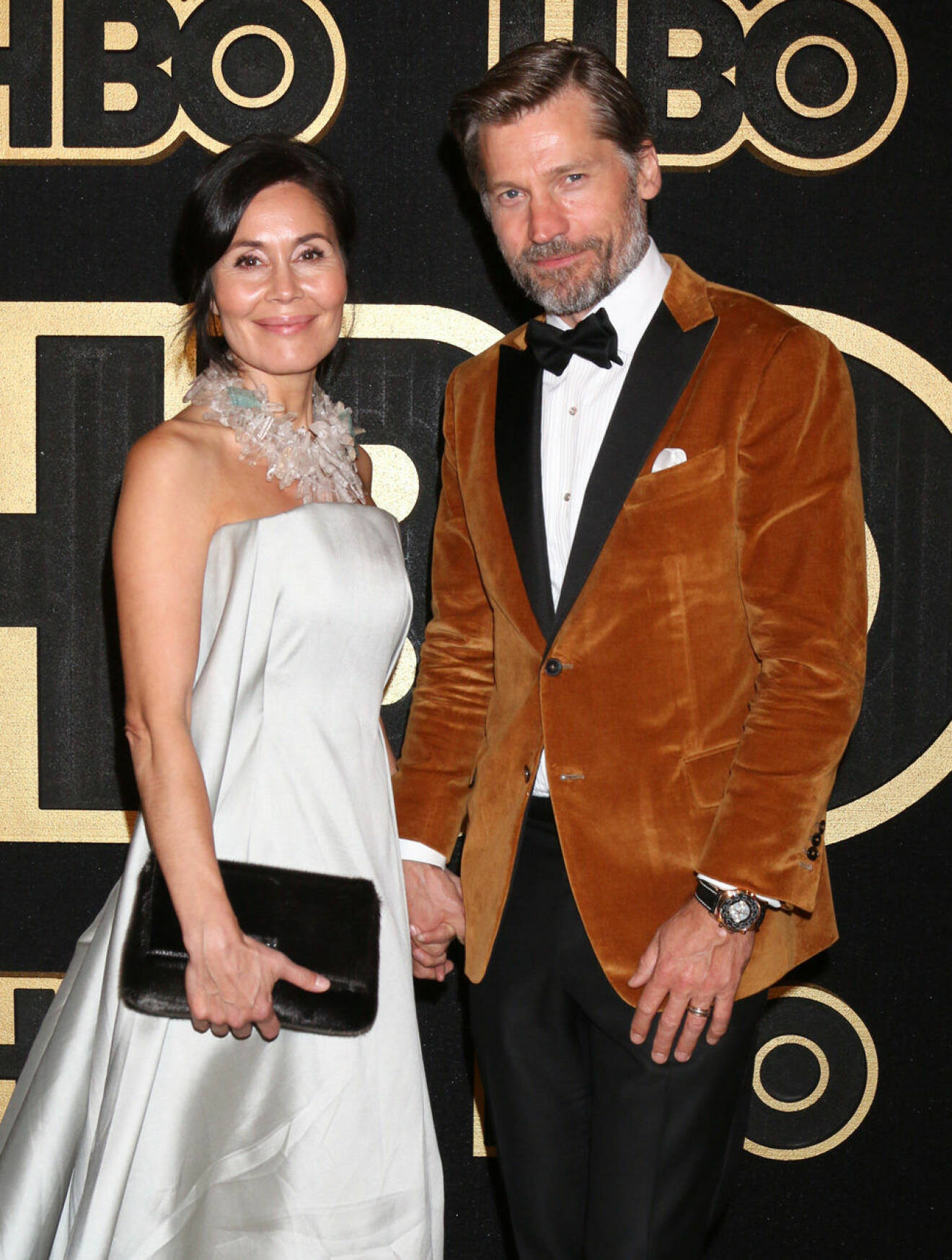 Nikolaj Coster-Waldau (Jamie Lannister i Game of Thrones) tillsammans med sin fru Nukaaka Coster Waldau på Emmy-galan 2018.