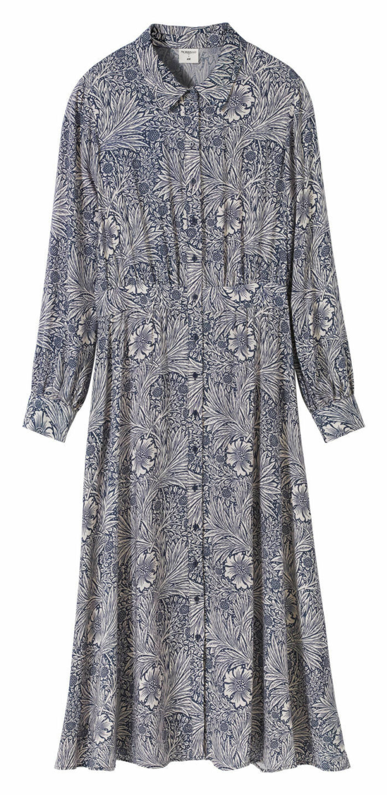 Blå mönstrad skjortklänning William Morris H&M