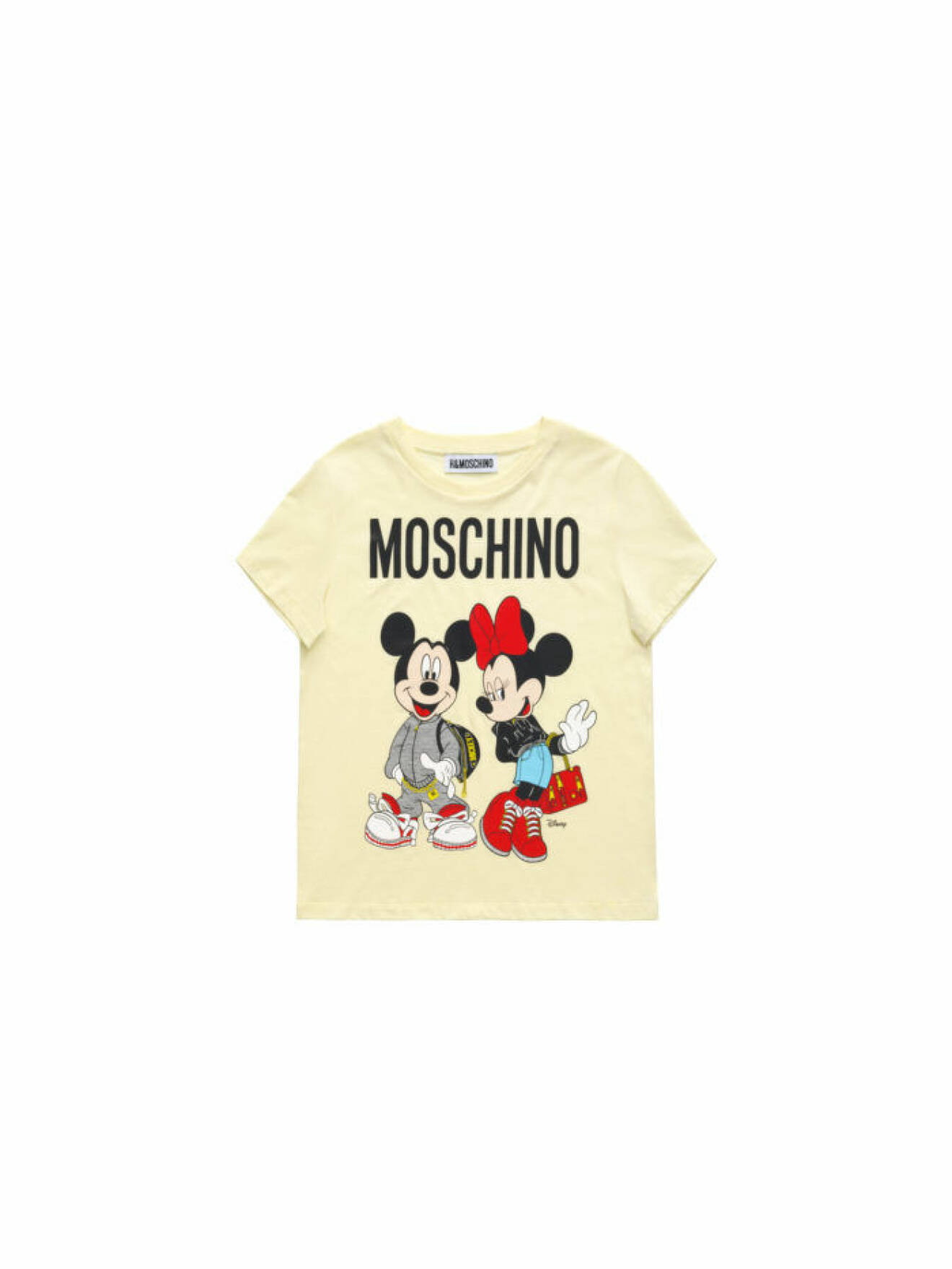 Musse och Mimmi Pigg på en ljusgul t-shirt Moschino [tv] H&M