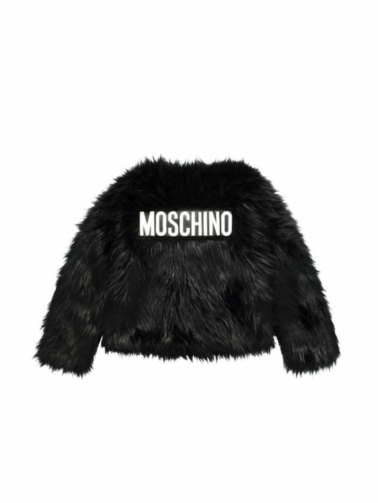 Svart kort fuskpäls med Moschino-logo på ryggen Moschino [tv] H&M