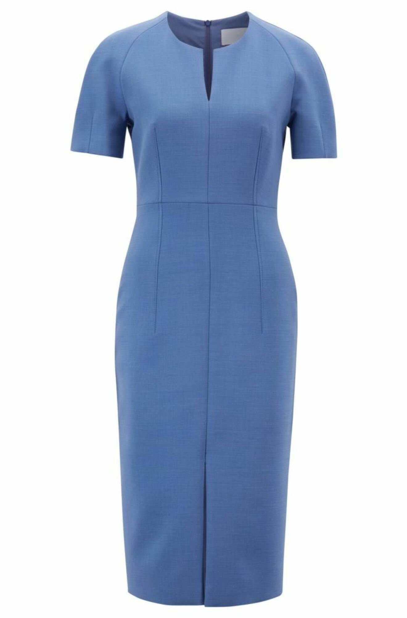 Blå figursydd klänning med kort ärm från Hugo Boss