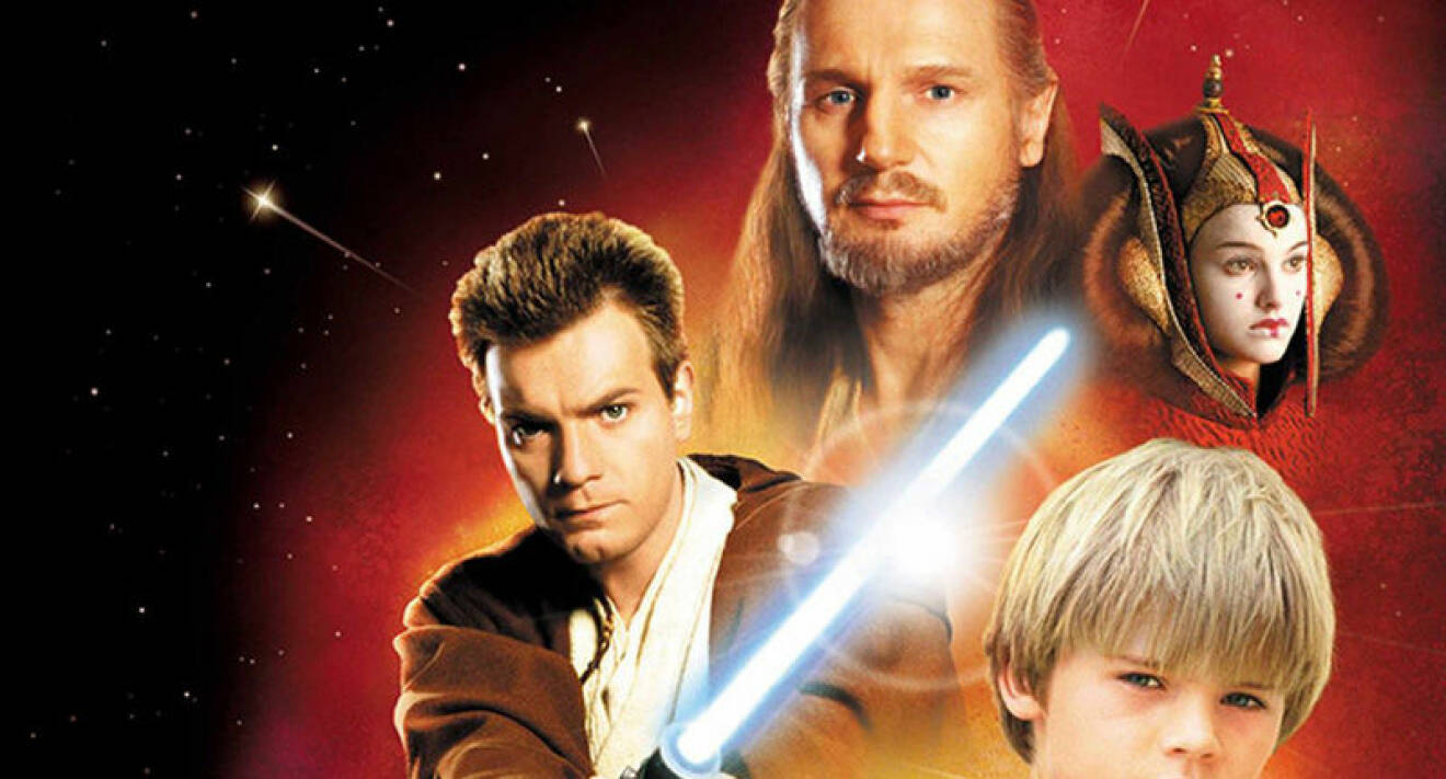 Liam Neeson, Ewan McGregor, Jake Lloyd och Natalie Portman i Star Wars: Episod 1.