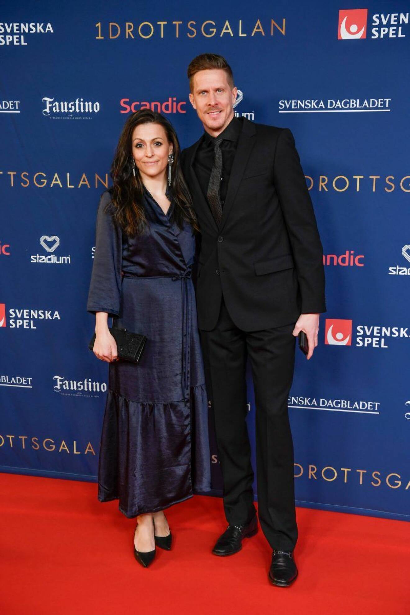 Christian Olsson och Gordana Bosanac på röda mattan på Idrottsgalan 2020