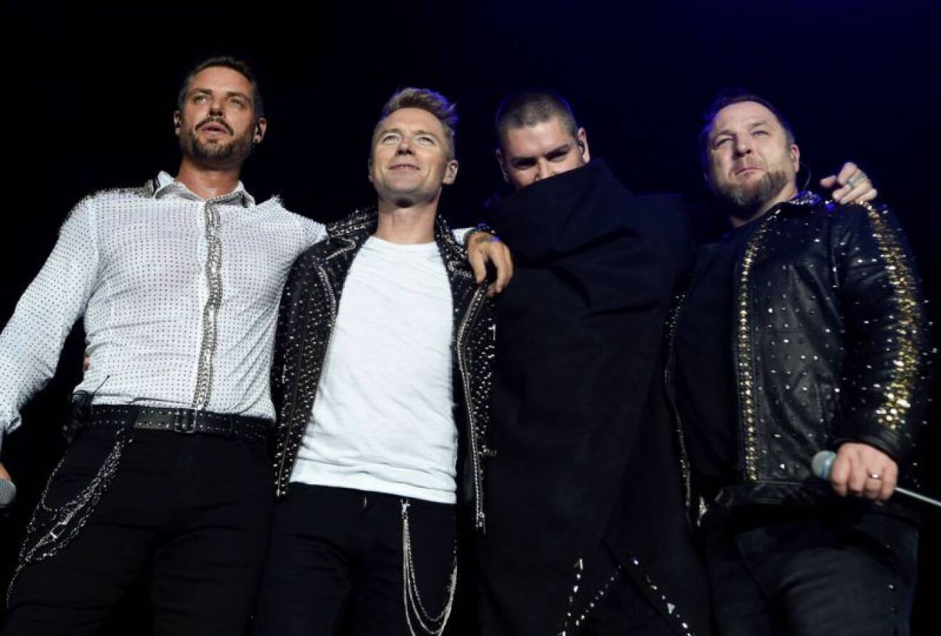 Boyzone, utan Stephen Gately, på turnén förra året. 