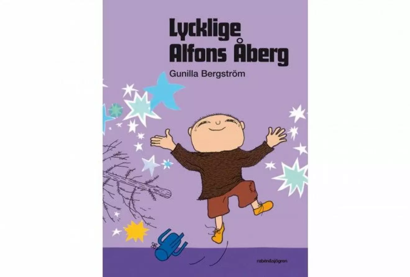 boken Lycklige Alfons Åberg av Gunilla Bergström (Raben & Sjögren)