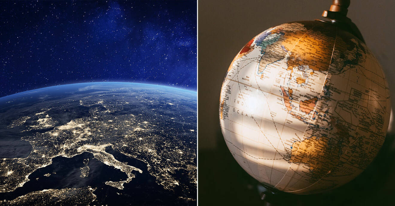 Jorden från rymden och jordglob