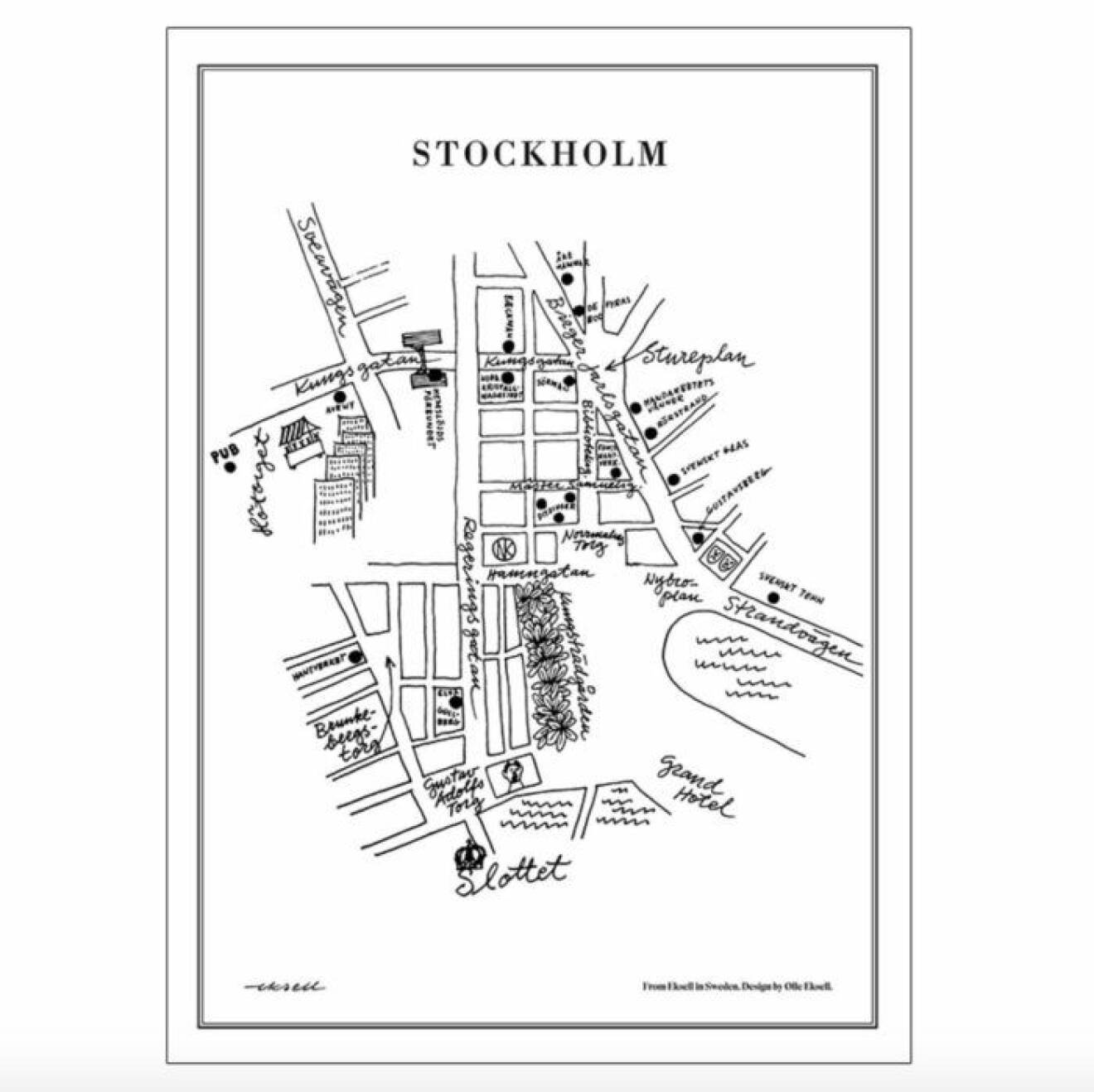 Tavla med karta över Stockholm