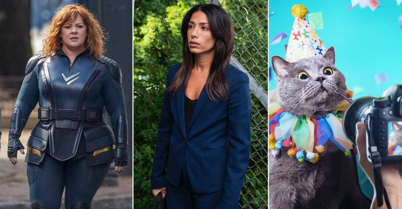 Melissa McCarthy i Thunder Force, Evin Ahmad i snabba cash, och en katt i Pet Stars på Netflix i april