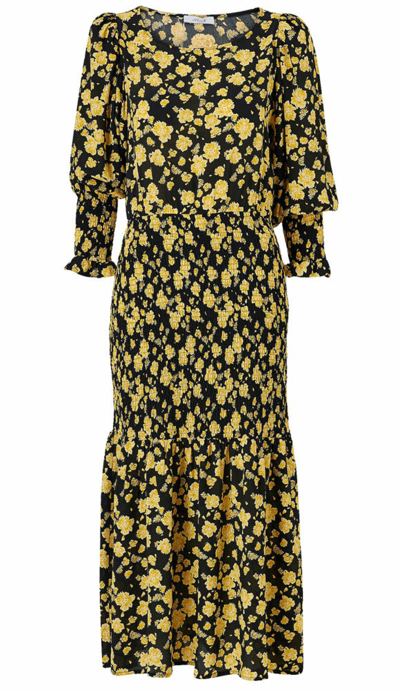 gulsvart blommig klänning