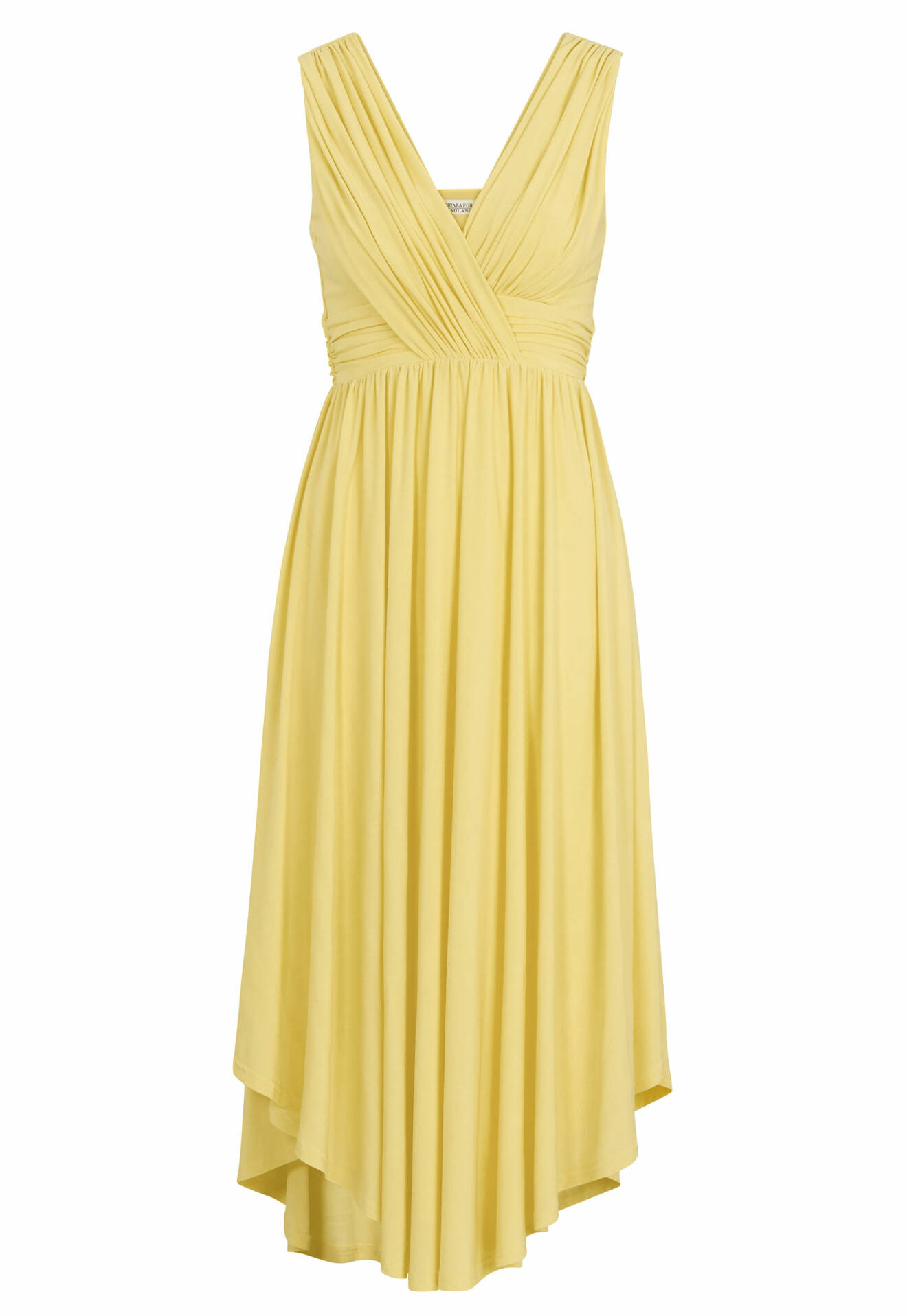 gul draperad klänning sofia