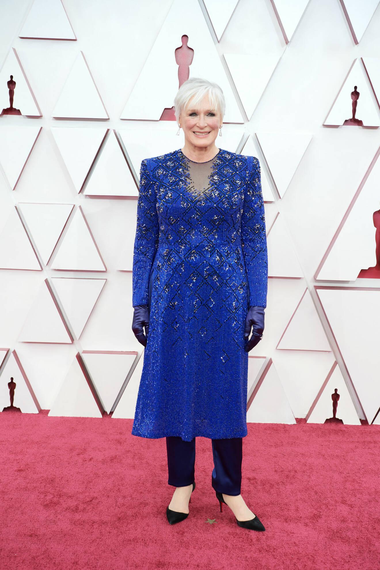 Glenn Close på röda mattan på Oscarsgalan 2021