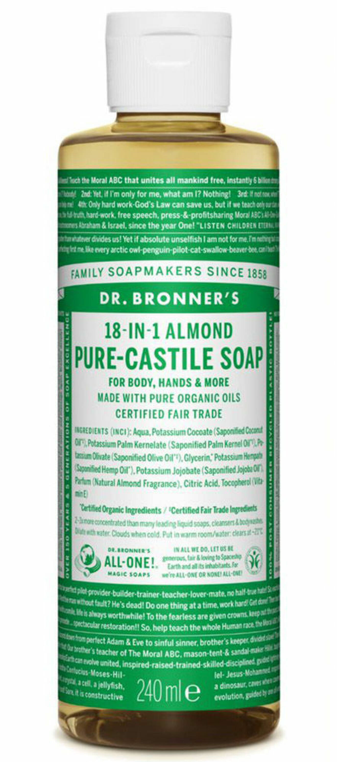 Dr. Bronner’s almond Liquid Soap