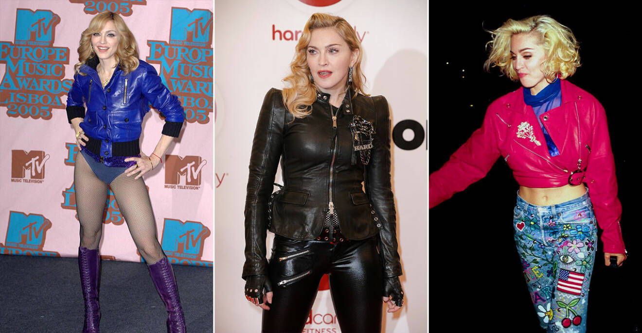 Madonna i läderkläder.