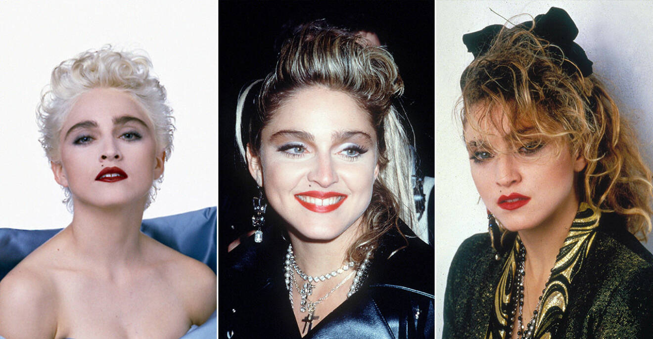 Madonna med röda läppar och buskiga bryn