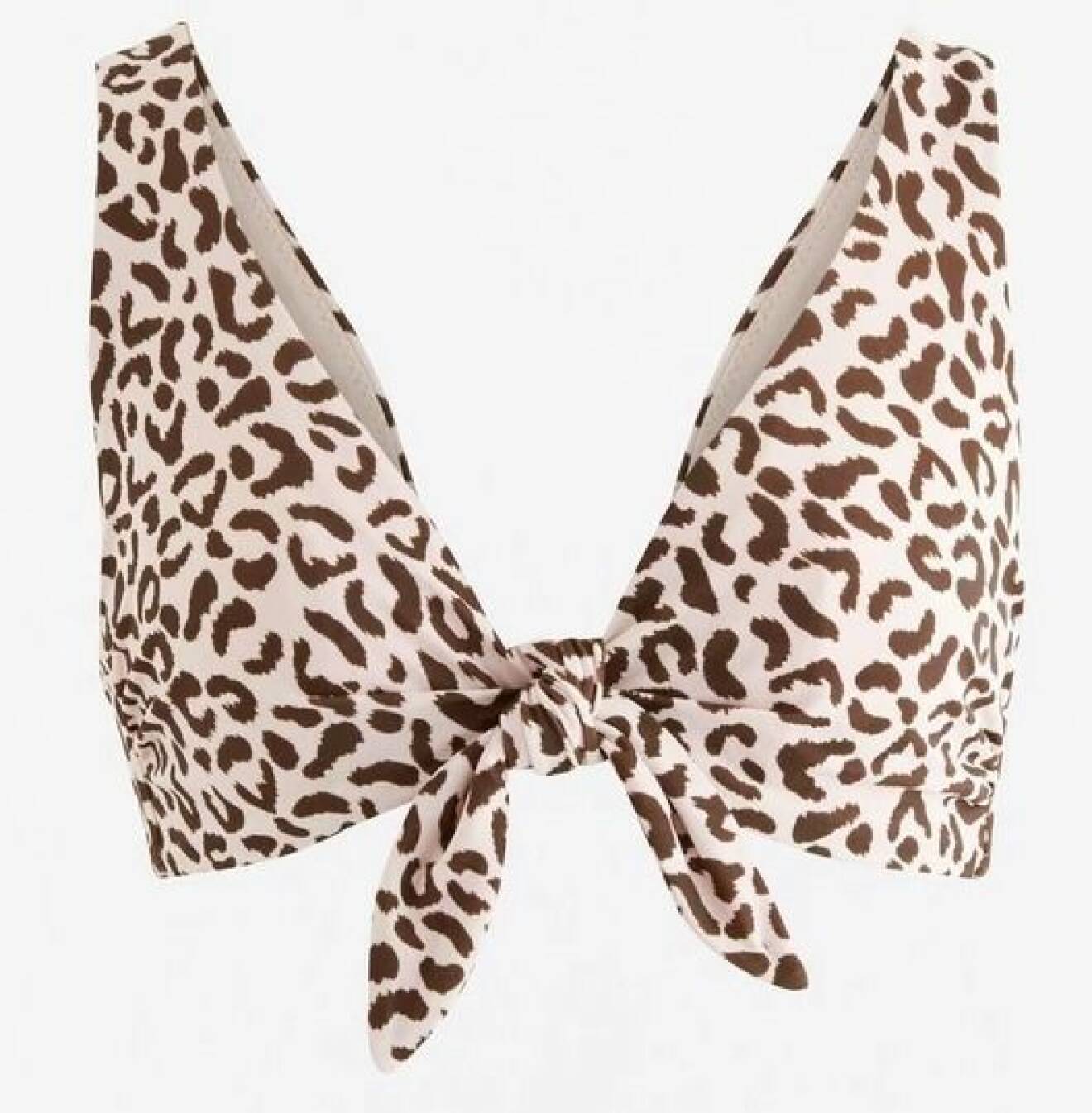 Leopardmönstrad bikiniöverdel med knytdetalj. Bikini från Lindex.
