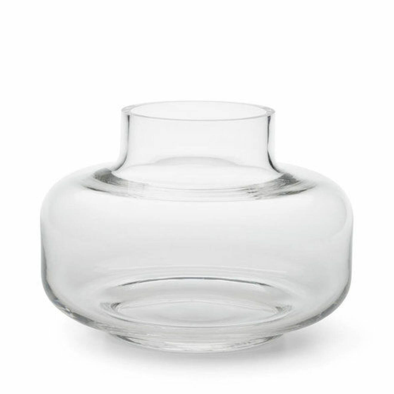 Glasvas i transparent glas i stor modell. Vas från Marimekko.