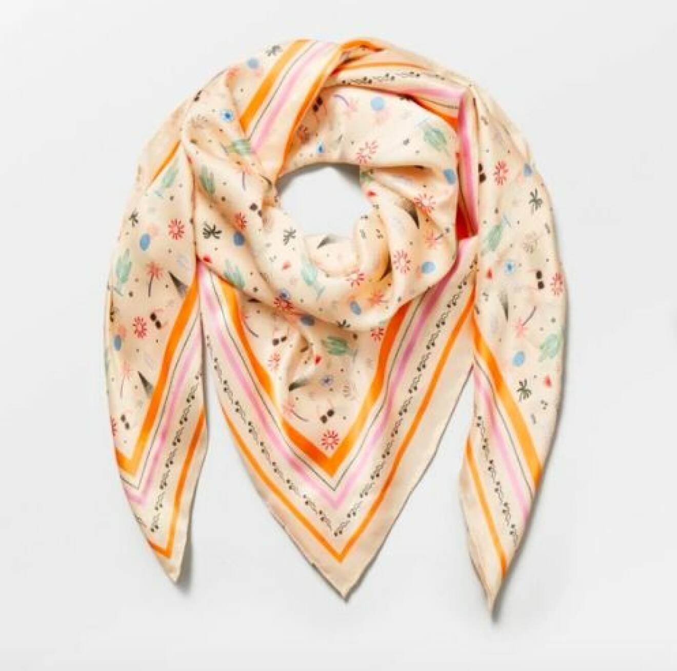Mönstrad scarf i rosa och orange. Scarf från Beck Söndergaard.