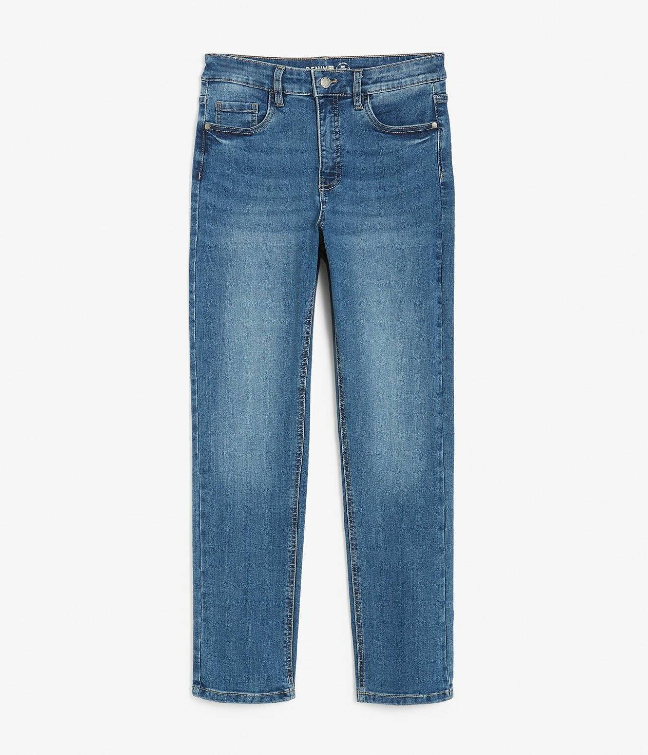Blå jeans i croppad modell. Jeans från Kappahl.