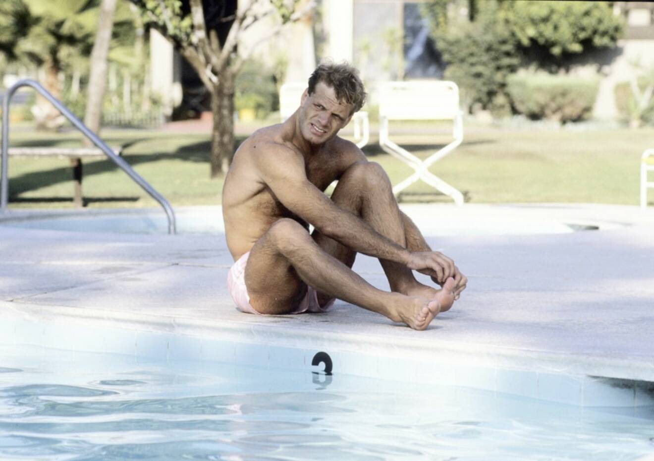 Frank Andersson vid poolkanten under OS Los Angeles 1984.