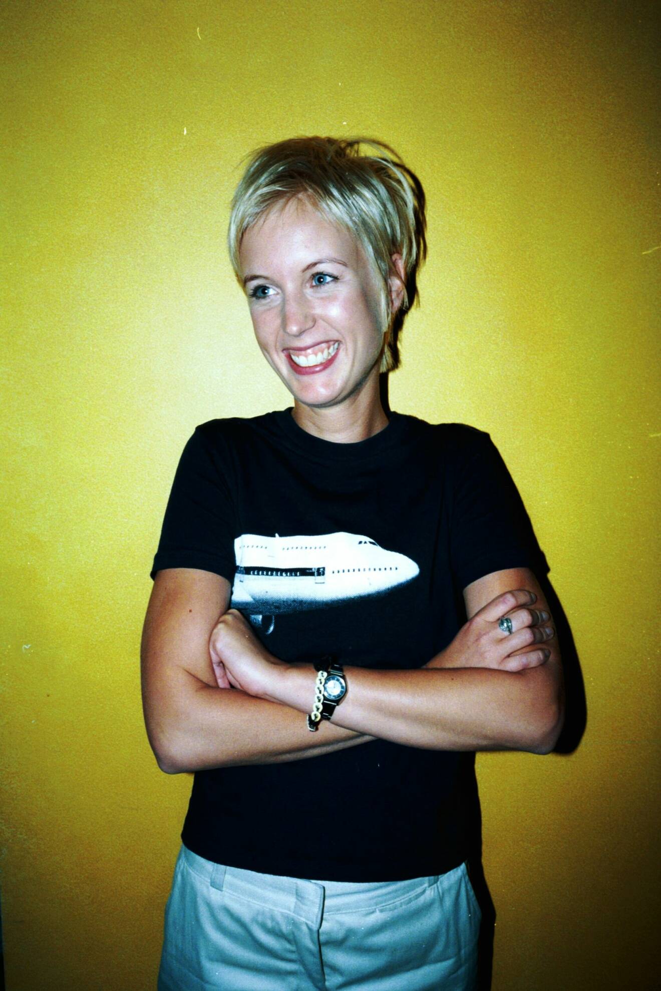Jenny Strömstedt med kort hår på 90-talet