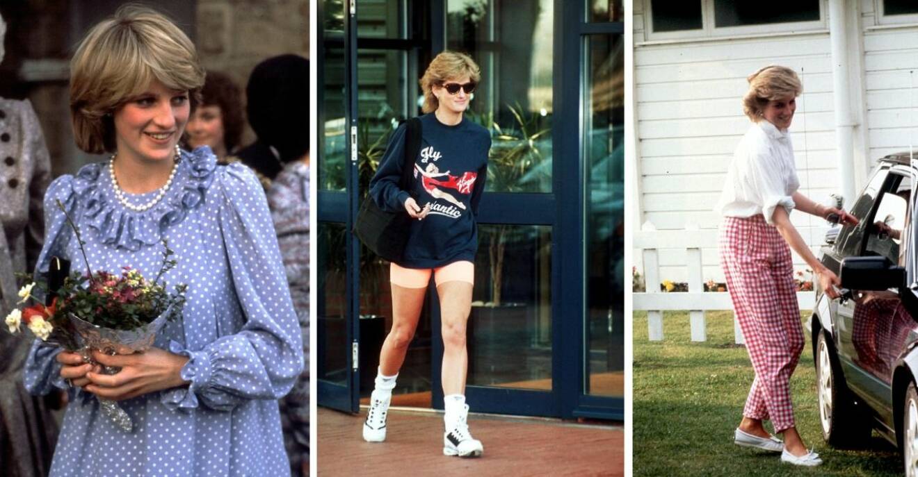 Tre bilder på Prinsessan Diana. Bilderna beskrivs mer längre ner i artikeln.