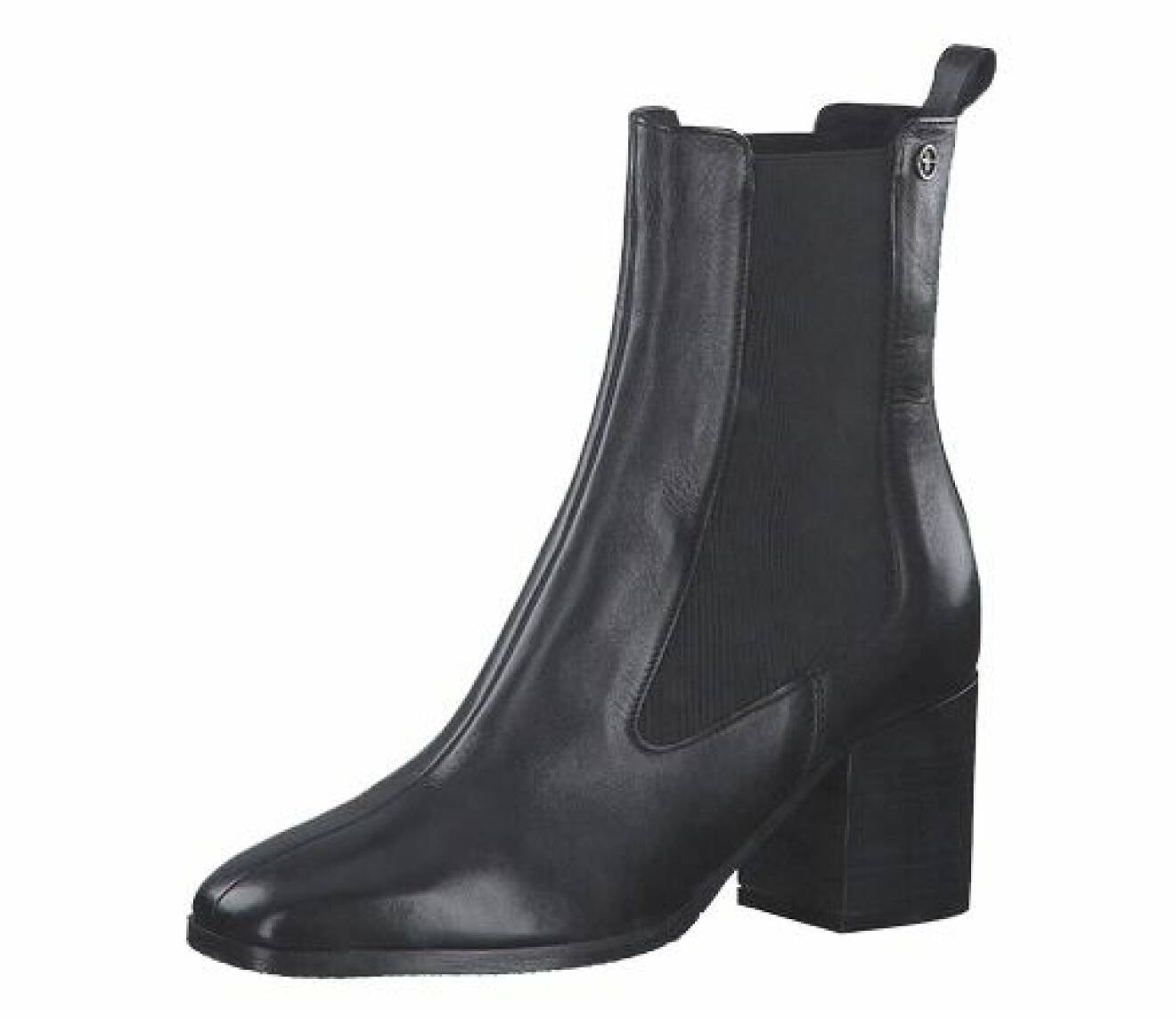 svarta boots läder med liten klack