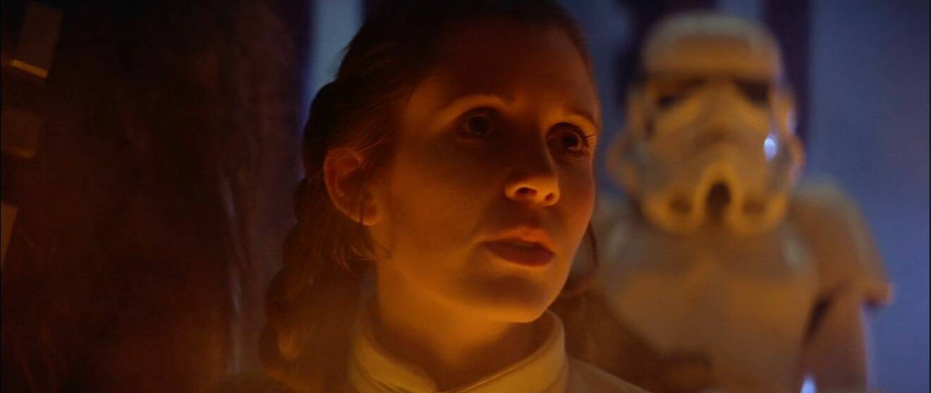 Klassisk filmscen mellan Leia och Han Solo