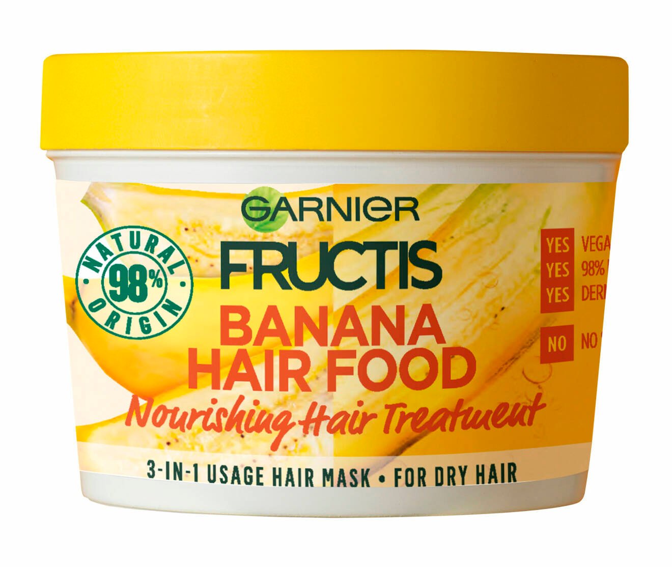 Hårinpackningen Fructis Banana Hair Food från Garnier.
