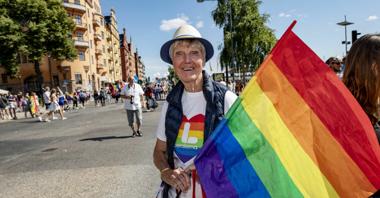 Barbro Westerholm i 2019 års Pridetåg