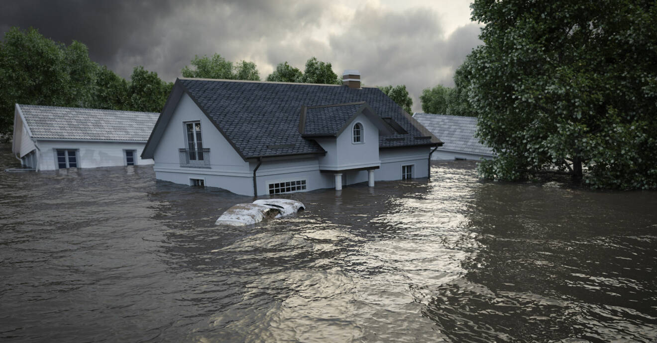 Översvämmade hus