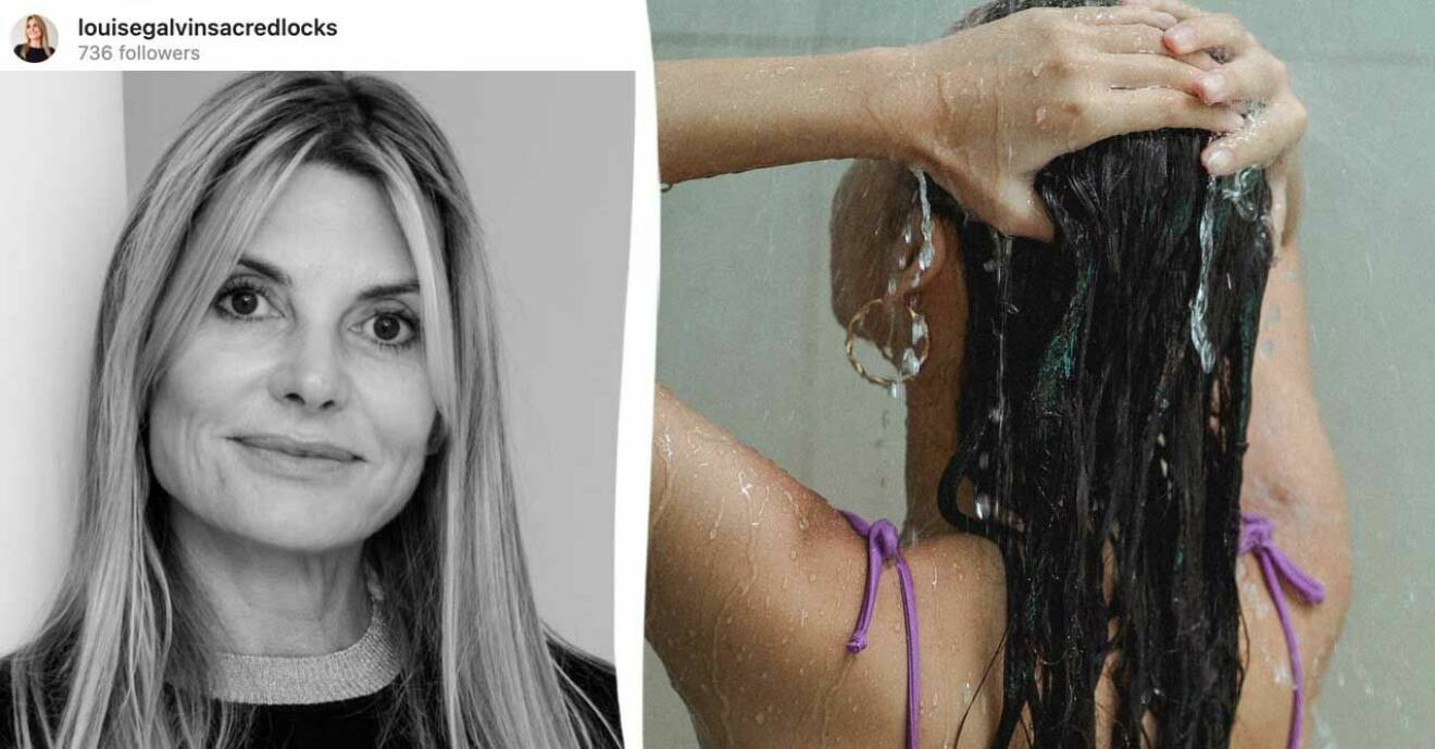 Kvinna som tvättar håret