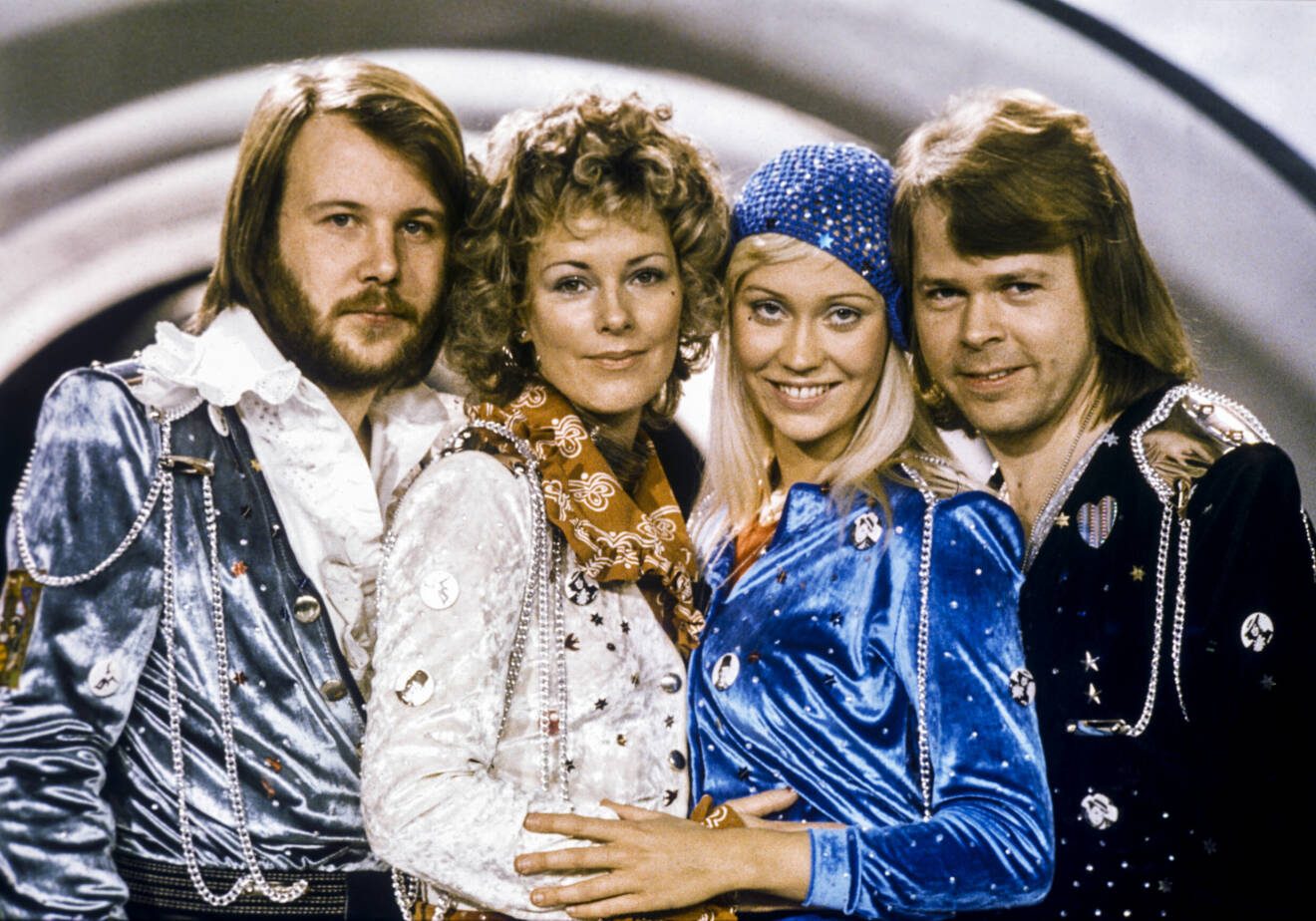 ABBA efter att ha vunnit Melodifestivalen med låten Waterloo 1974.