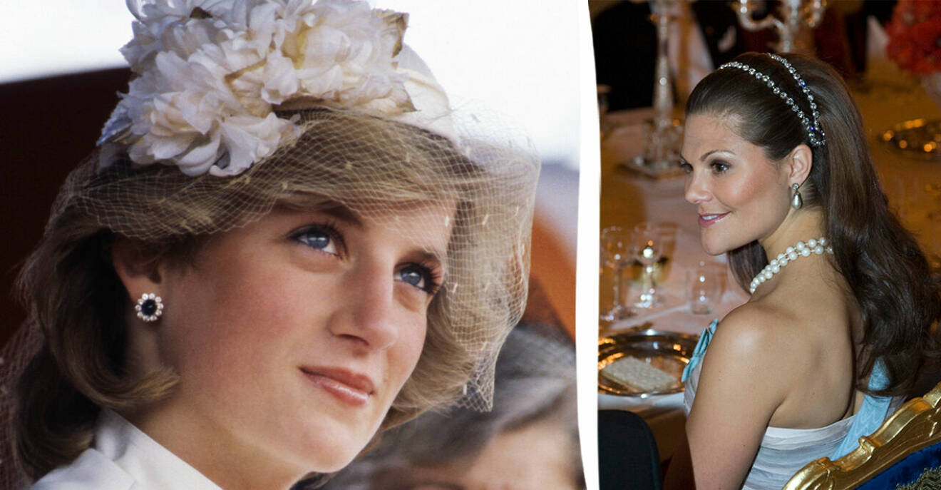 Diana prinsessan av Wales och kronprinsessan Victoria med vackra håruppsättningar.