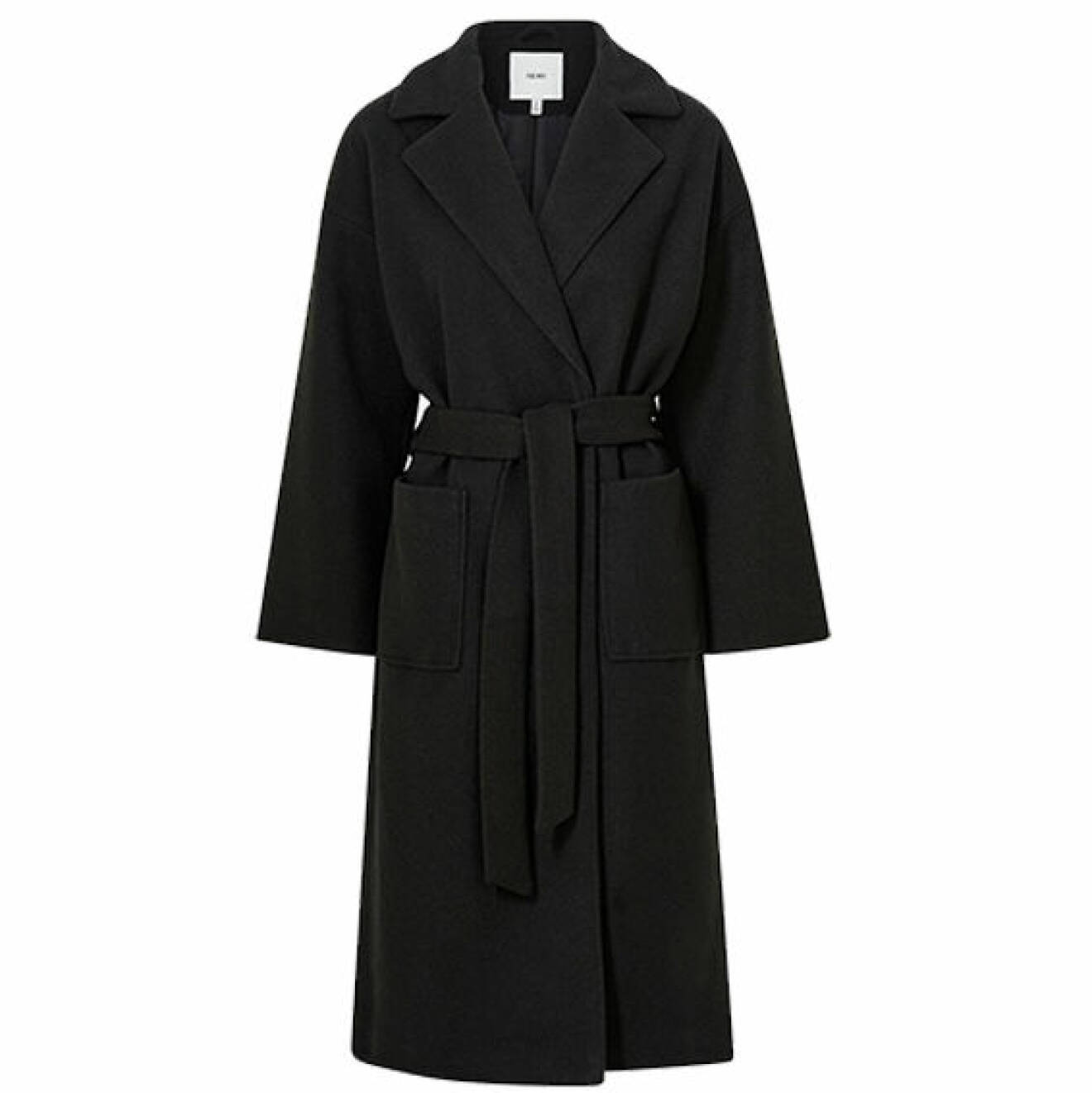 trendig svart kappa med knytning hösten 2021