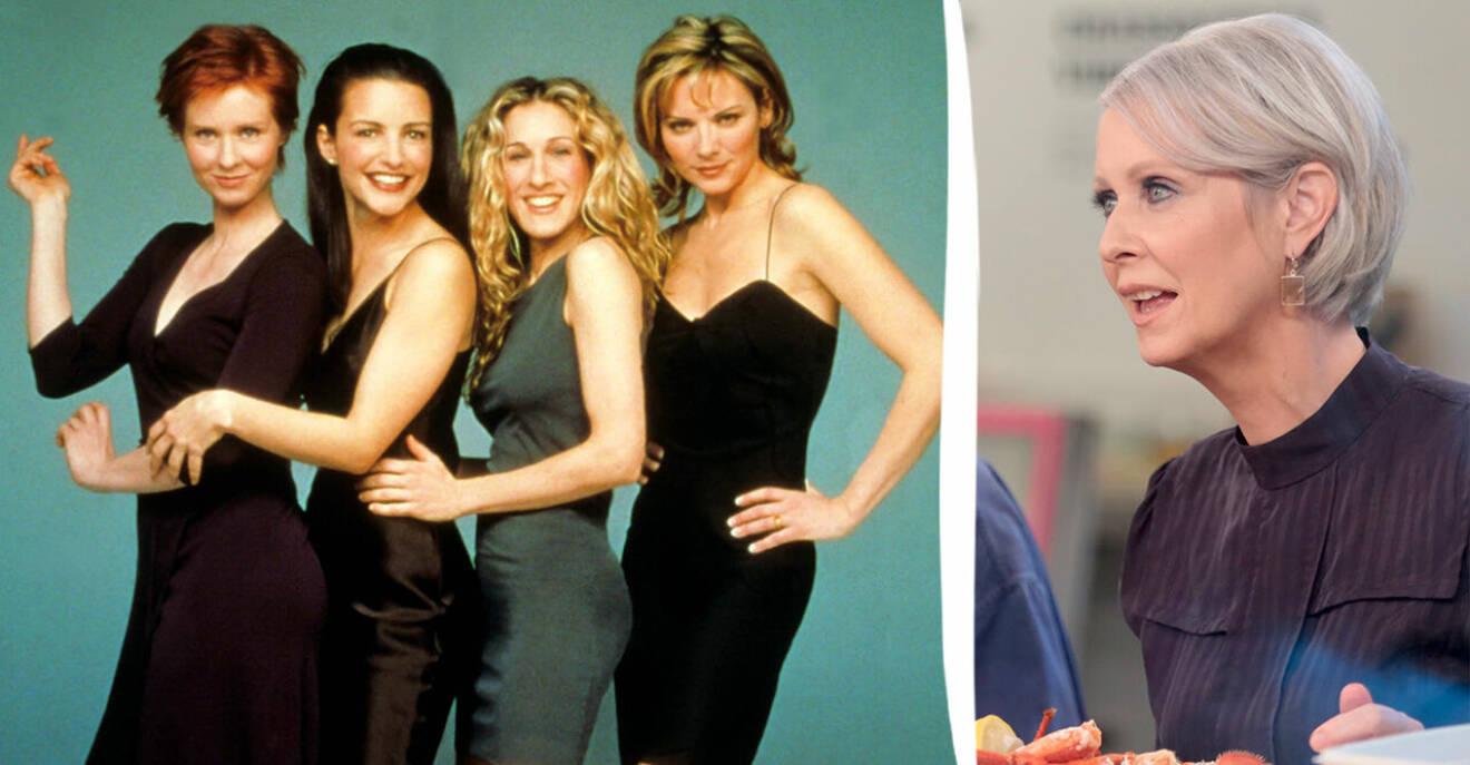 Miranda, Charlotte, Carrie och Samantha 1998 samt en bild på Miranda från 2021.