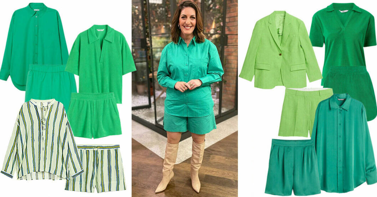 Soraya Lavasani i TV4 - grönt matchande set med skjorta och shorts