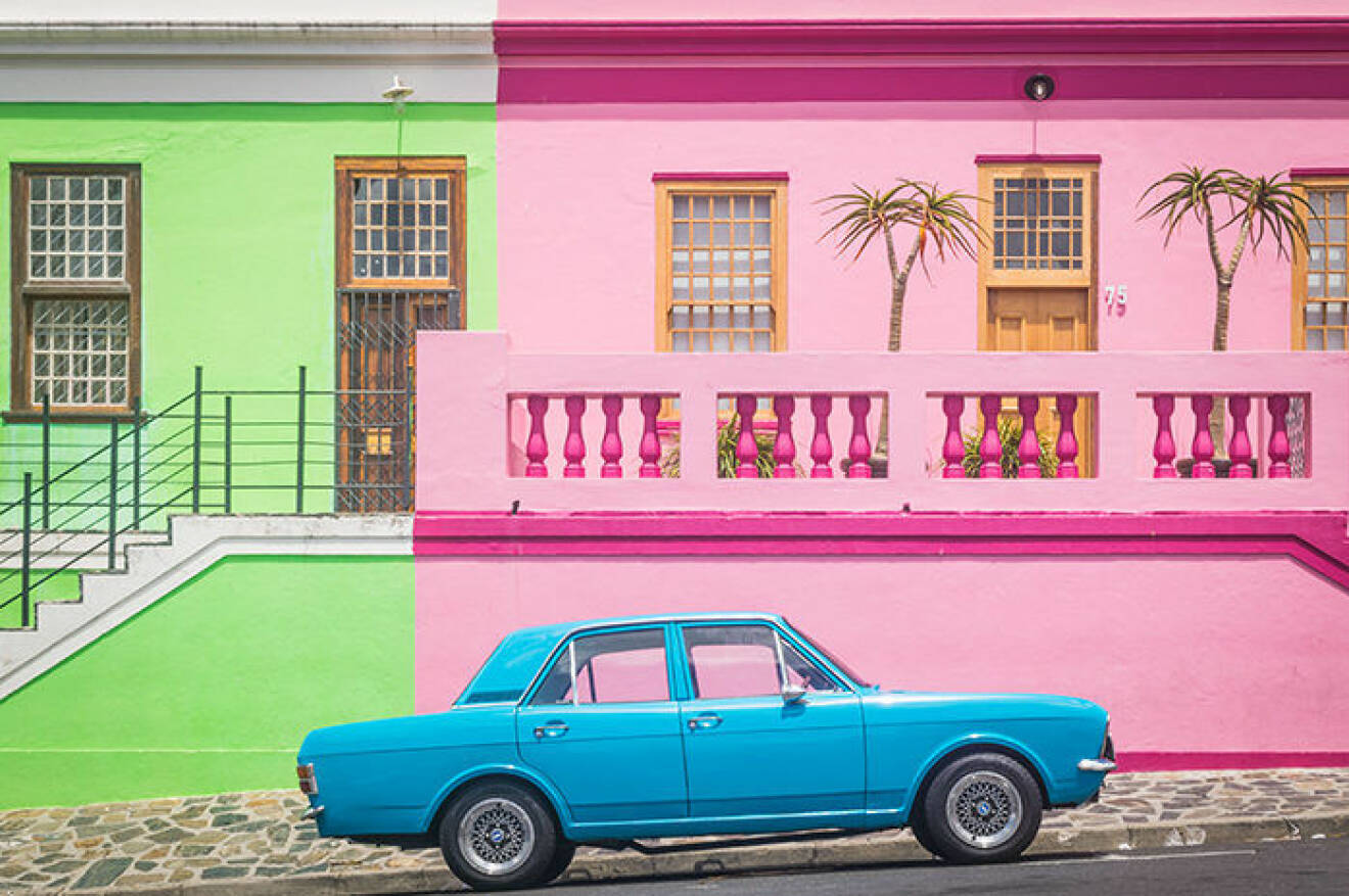 Bo-Kaap i Kapstaden, Sydafrika är färgglatt
