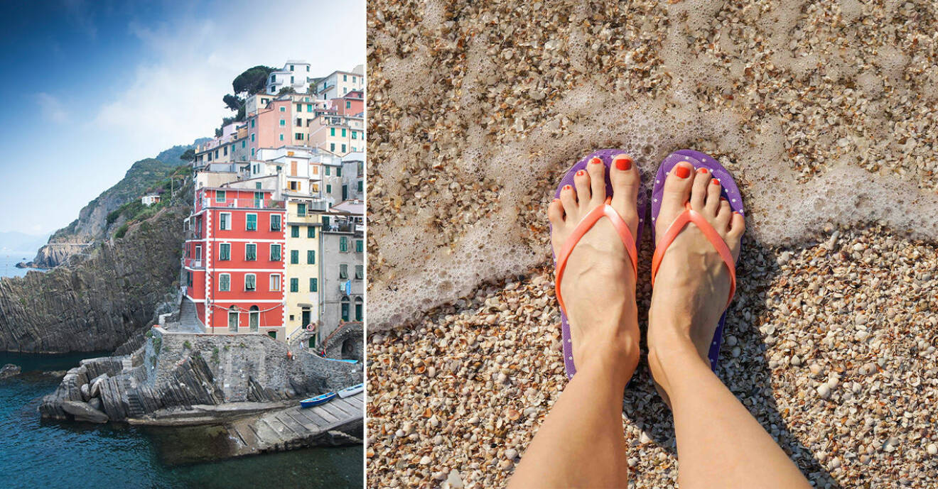 Flipflop som nu förbjuds i Cinque Terre, Italien.