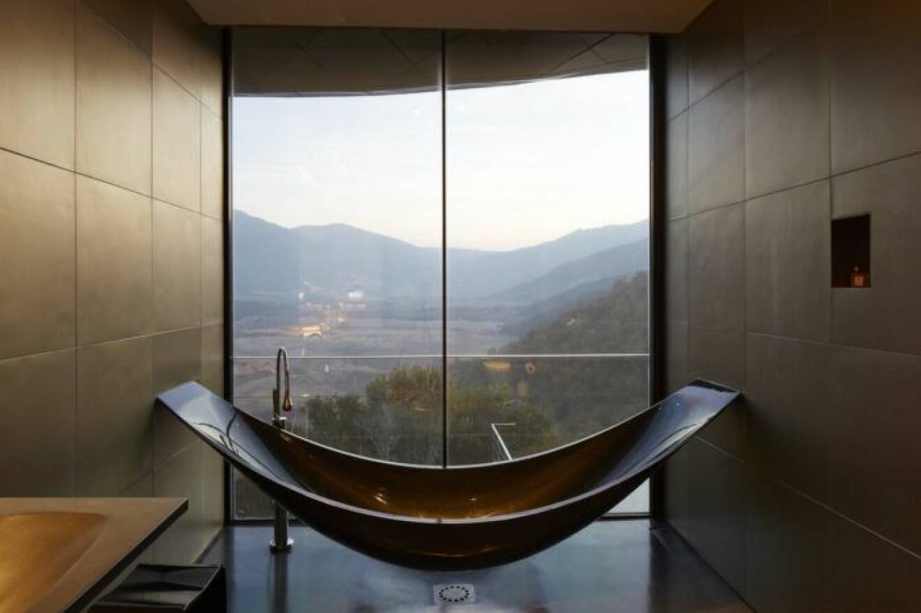 Ett badrum som gjort för en selfie, på Vik i Chile 