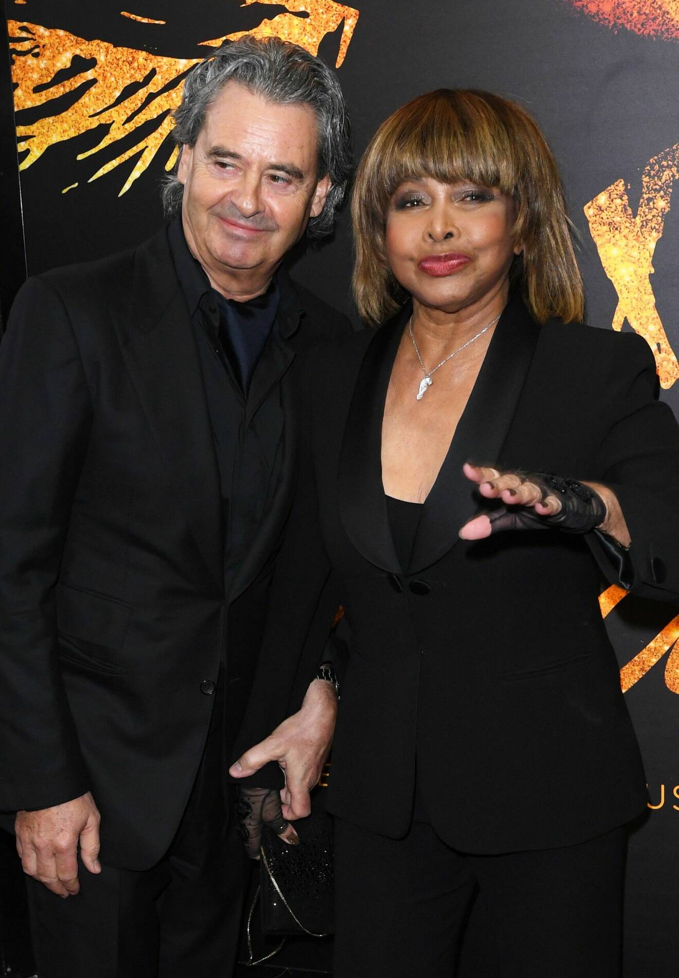 Tina Turner och maken Erwin Bach på premiären av Tina: The Tina Turner Musical i London år 2018.