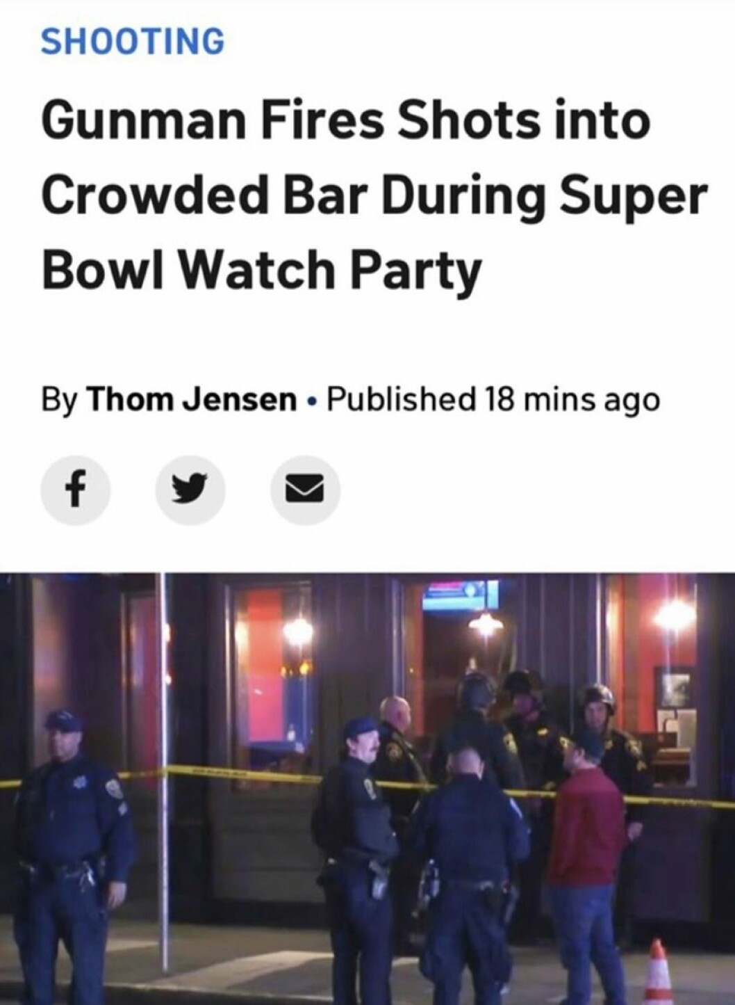 Amerikanska NBC rapporterade om skjutningen.