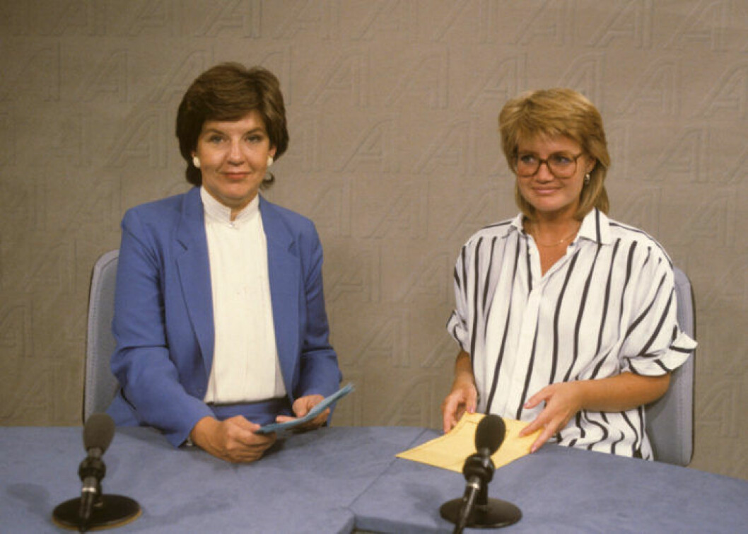 Efter jobbet på tv-sporten har Ann-Britt Ryd Pettersson bland annat jobbat som nyhetsankare. Här tillsammans med Ingela Agardh 1986. Bild: IBL Bildbyrå Ingela Agardh och Ann-Britt Ryd Pettersson Aktuelltankare 1986