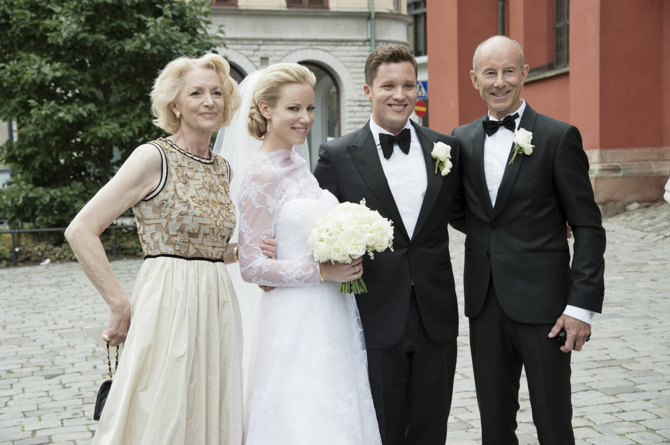 Ingemar Stenmark med sin svärson Eric Koefoed, dotter Nathalie Stenmark och ex-fru Ann Stenmark.