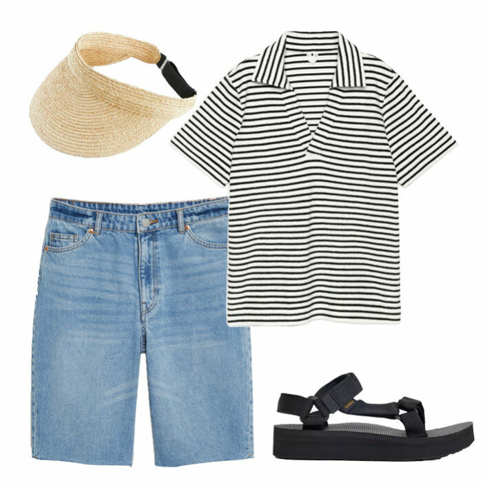 Jeansshorts med frottéskjorta