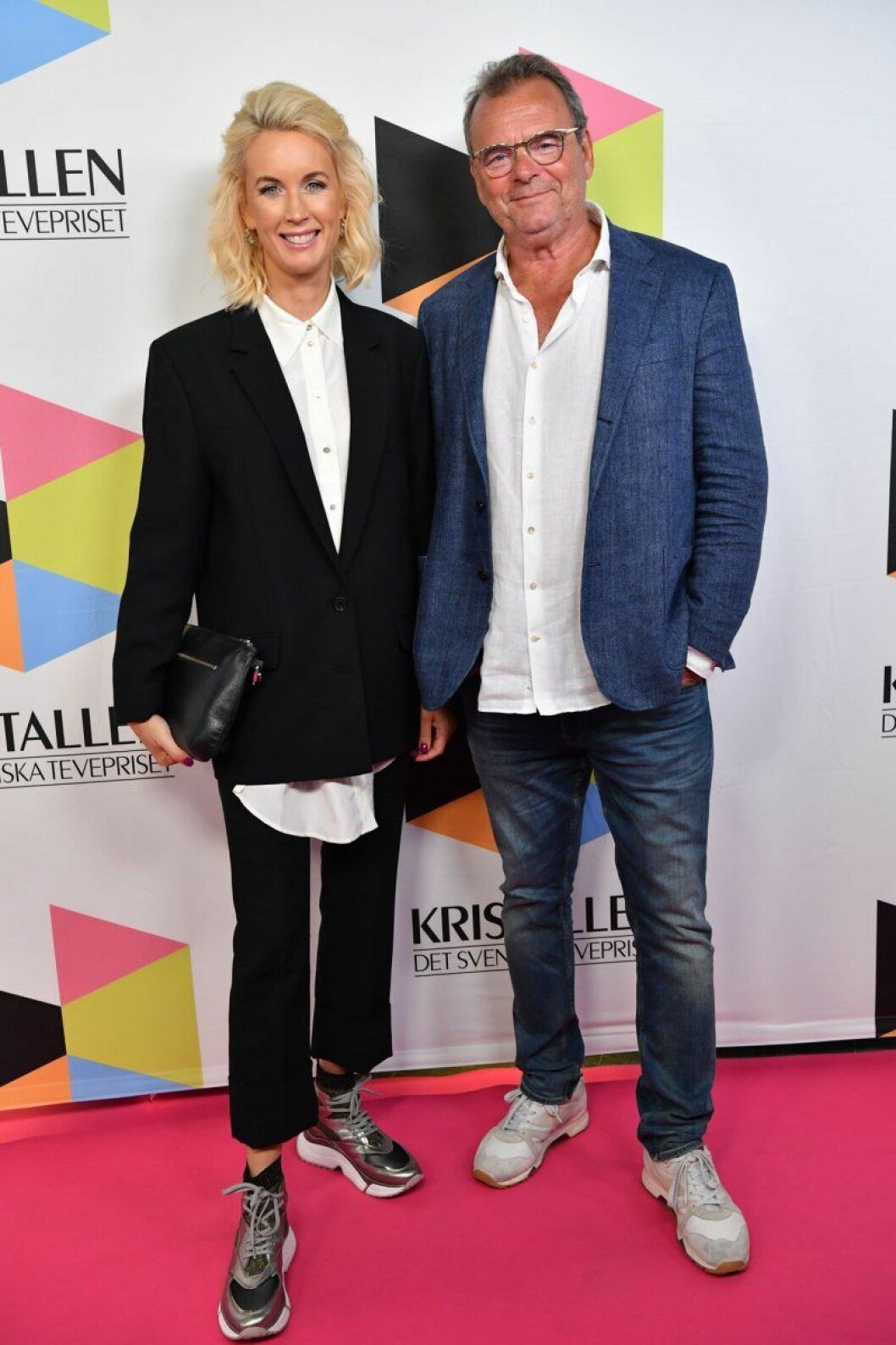 Jenny Strömstedt och Steffo Törnquist. Jenny Strömstedt och Steffo Törnquist på röda mattan på Kristallen 2019