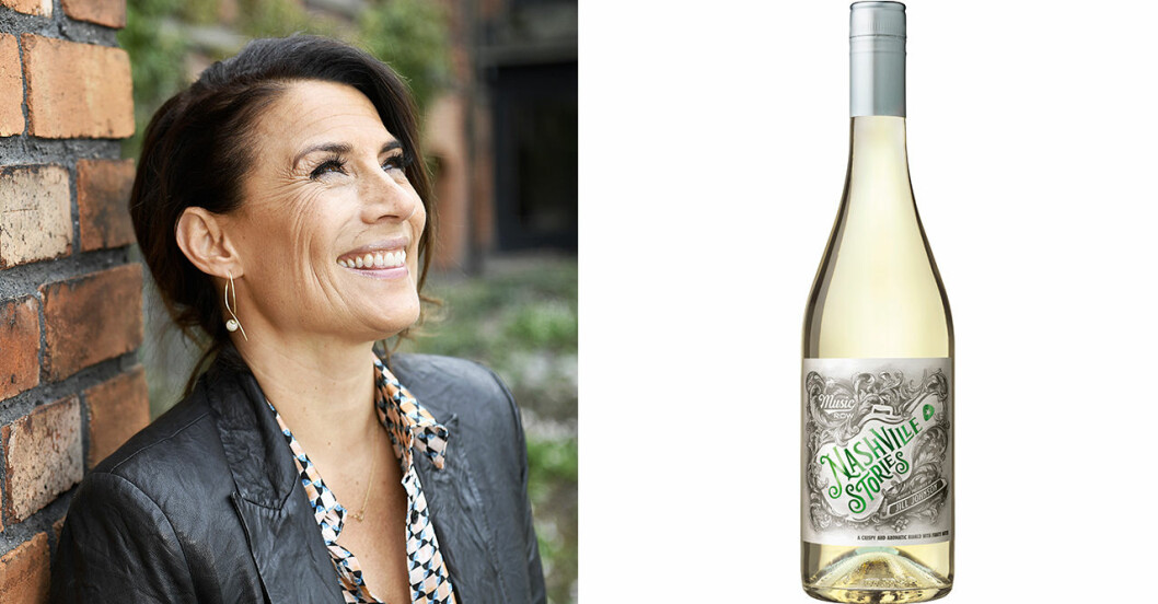 Jill Johnson och en flaska vitt vin