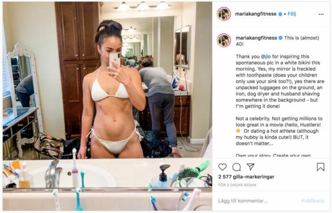 Maria Kangs version av Jennifer Lopez bikinibild Maria Kangs version av bikinibilden.