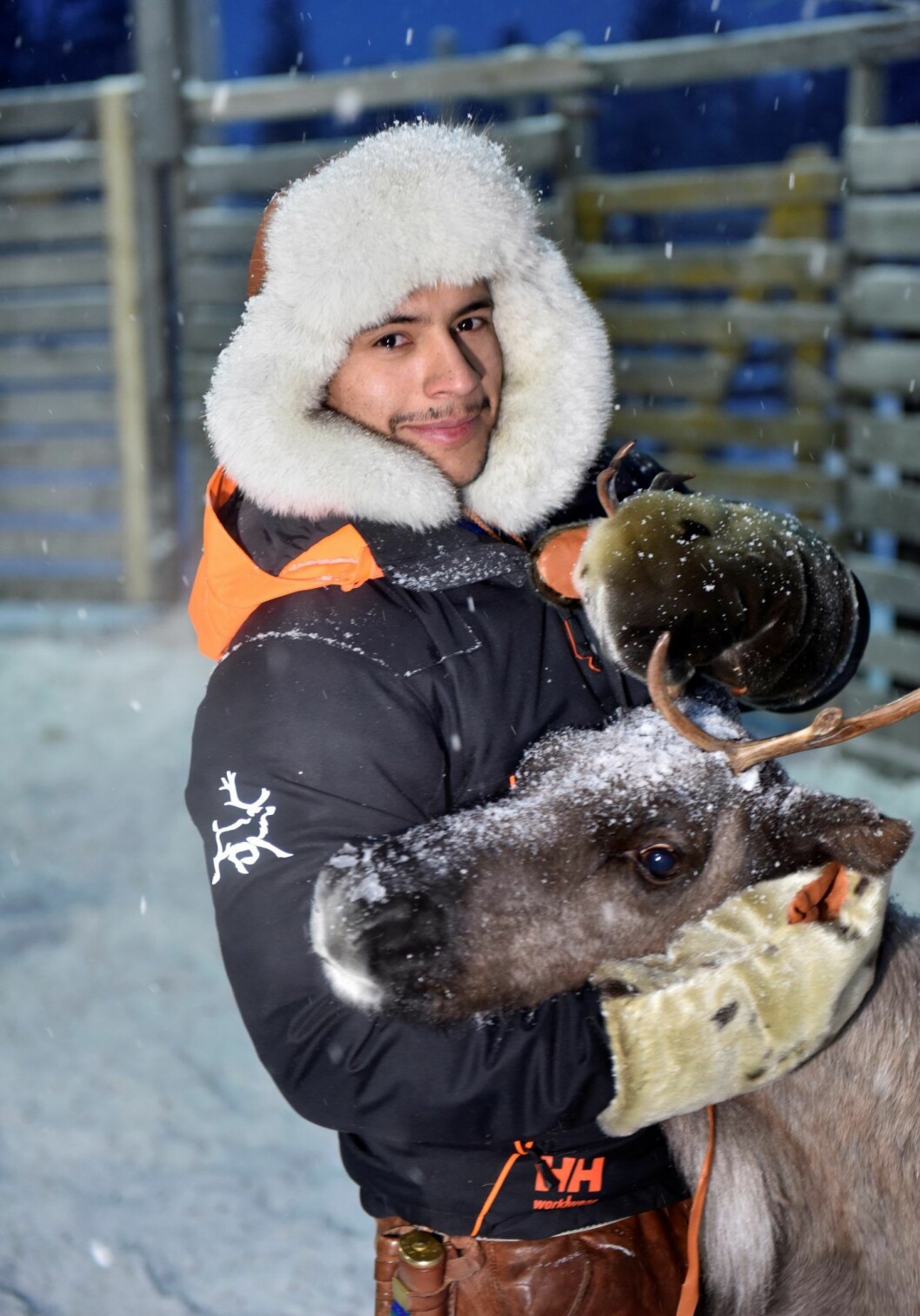 Till vardags är Jon Henrik Fjällgren renskötare. jon henrik med ren