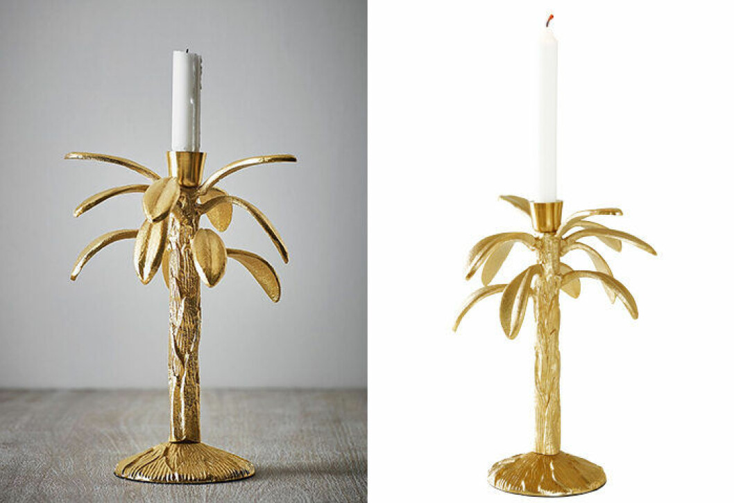 Guldfärgad ljusstake inspirerad av bananplantan, från Jotex