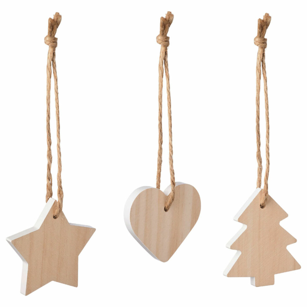 Julgransdekorationer i trä från Ikea